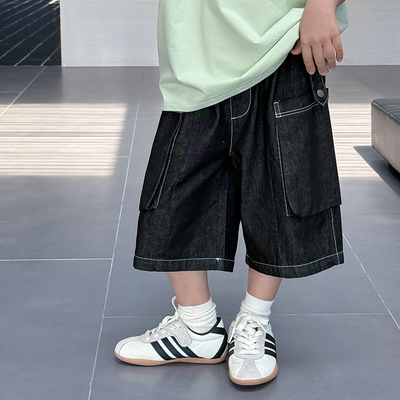 依依妈男童大口袋工装牛仔短裤