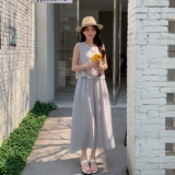 盐甜系穿搭无袖背心套装女夏新款小个子休闲显瘦轻薄半身裙两件套，女装套装/套裙，2C311