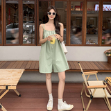 [新款]现货绿色吊带短裤裙时尚韩版少女连体短裤P85K128，女装连体裤，2C311