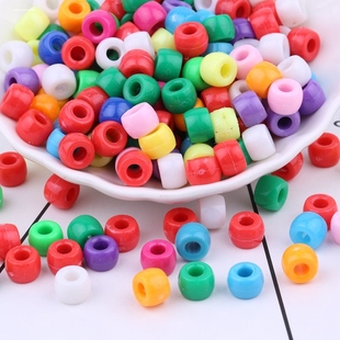 Pony beads小马珠脏辫大孔桶珠实色葱粉透明串珠diy珠子饰品配件