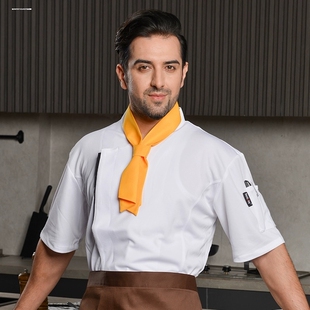 红色涤纶厨师领巾汗巾酒店工作服服务员方形领带配饰领结