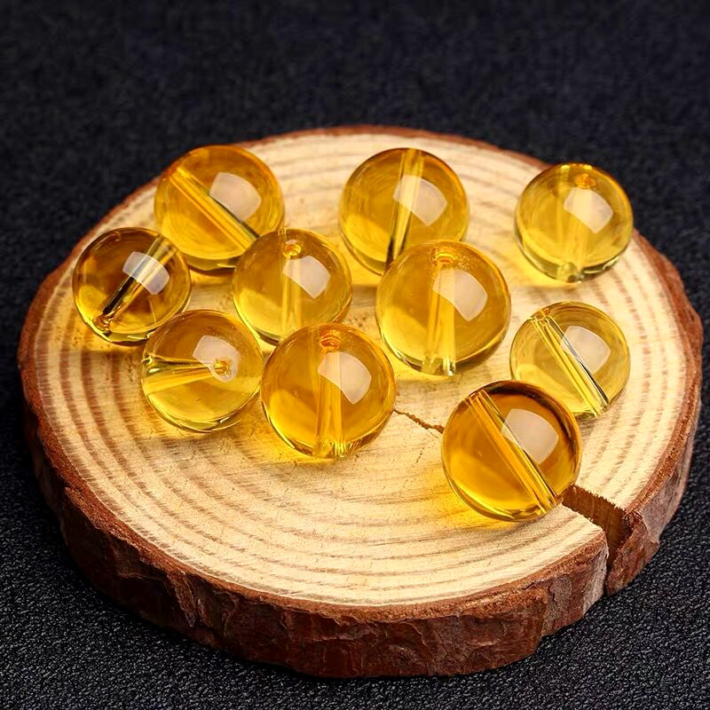 巴西黄水晶散珠子单颗手链多宝手串配珠108颗佛珠diy配件图片