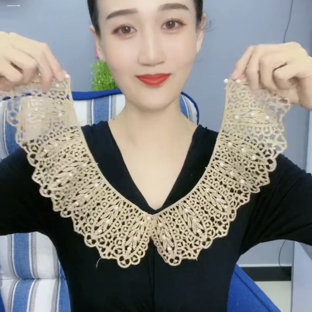 新款蕾丝披肩配裙子女夏季多功能防晒蝴蝶结外搭洋气小披肩假领子图片