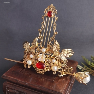 发冠古风女侠汉服头饰国潮写真步摇发钗