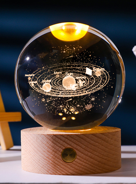 发光治愈系水晶球小夜灯摆件创意桌面装饰礼品生日毕业礼物送同学