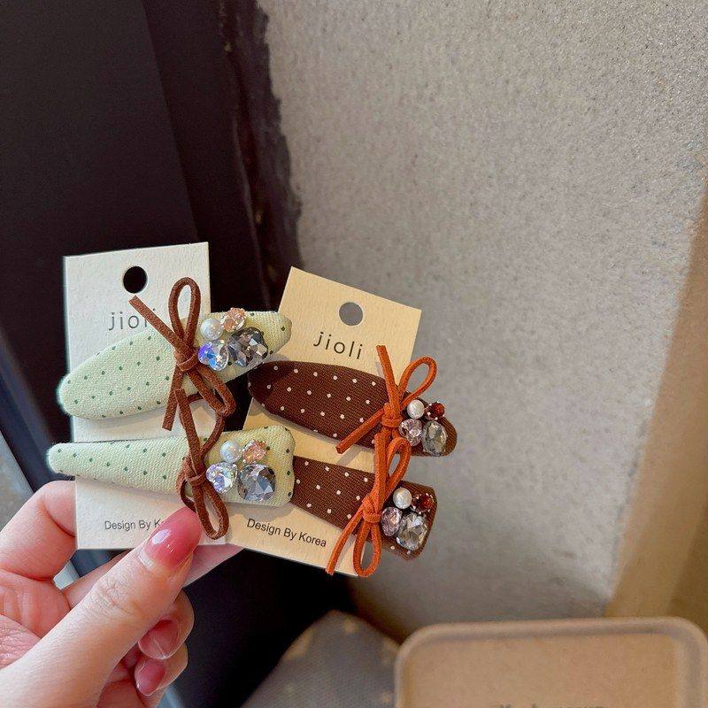 清新抹茶绿蝴蝶结水钻对夹精致闪钻bb夹少女波点发夹刘海夹侧边夹,饰品/流行首饰/时尚饰品新,发饰,淘宝优惠券,粉丝福利购,淘宝优惠卷