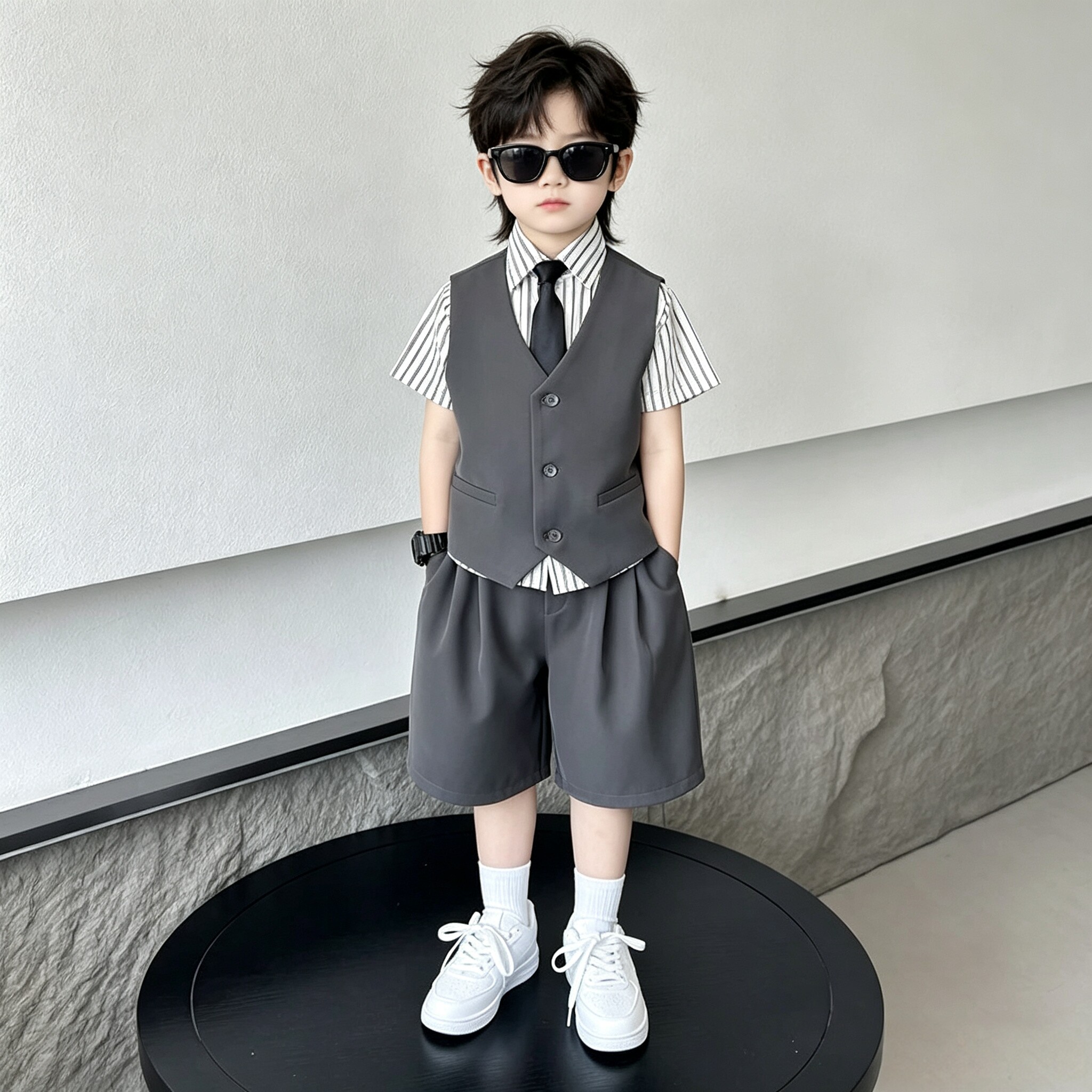 男童西装套装儿童小主持人演出服幼儿园钢琴表演服英伦风花童礼服