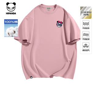 潮牌T恤C 女2025夏新款 Hipanda你好熊猫时尚 纯棉简约舒适透气短袖