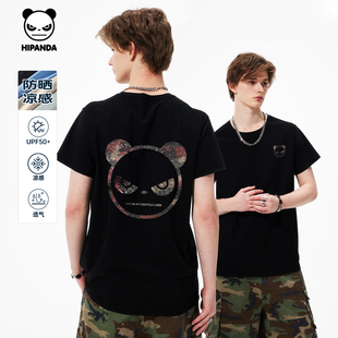新款 Hipanda你好熊猫美式 T恤情侣2025夏季 防晒凉感短袖 街头个性