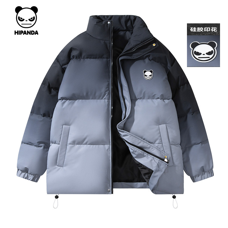 Hipanda你好熊猫潮牌渐变色立领棉服男女款防寒棉衣外套2025冬季,男装,棉衣,淘宝优惠券,粉丝福利购,淘宝优惠卷