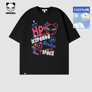 高街潮牌个性 半袖 纯棉短袖 新款 体恤2025夏季 Hipanda你好熊猫美式