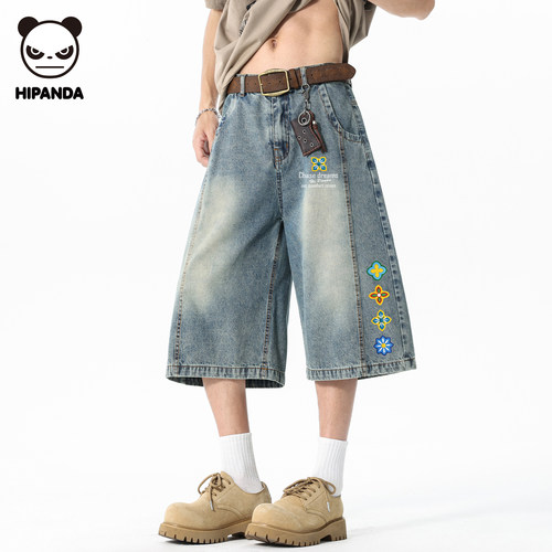 HiPanda夏季薄款牛仔短裤男士