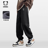 2025冬加绒潮牌针织卫裤 Hipanda你好熊猫重磅宽松运动裤 束脚裤 男