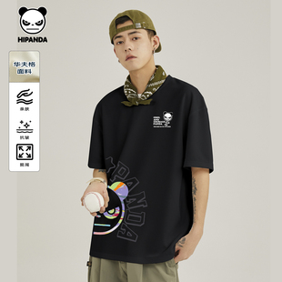 体恤C T恤2025夏新款 Hipanda你好熊猫美式 高街小众透气华夫格短袖