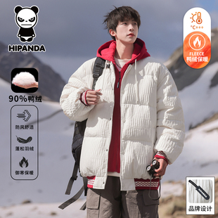 HiPanda你好熊猫秋冬季连帽羽绒服男士新款保暖鸭绒高级感外套GH
