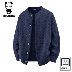 HiPanda你好熊猫秋冬季开衫毛衣男士2025新款肌理感针织外套男GH