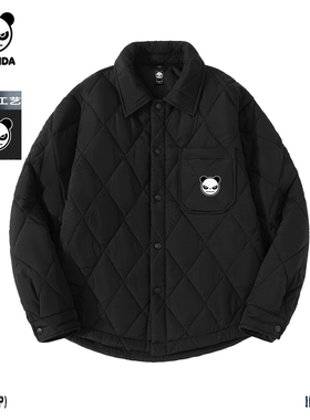 Hipanda你好熊猫保暖设计感潮牌翻领棉服男2025冬季新款棉衣外套C