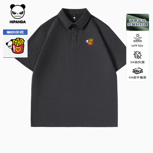新款 2025夏季 T恤C 衬衫 Hipanda你好熊猫抑菌抗皱防晒日系翻领短袖