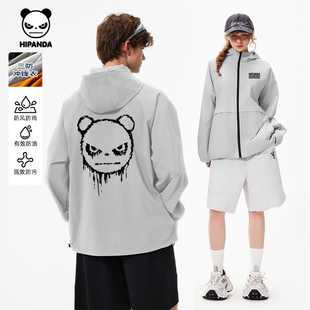 Hipanda你好熊猫官方正品原创设计连帽三防冲锋夹克男2025秋夏