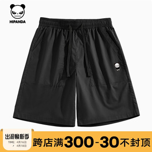 Hipanda你好熊猫凉感宽松短裤男2024夏季新款男士潮牌透气裤子