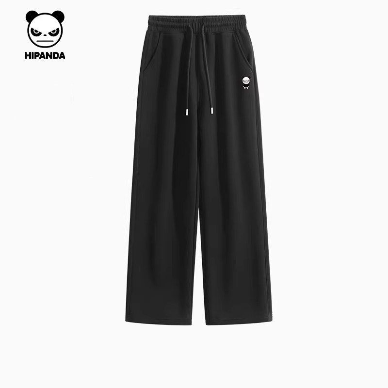 Hipanda你好熊猫潮牌直筒宽松阔腿裤男2026春季垂感显高休闲卫裤