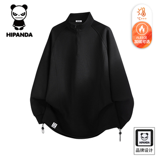 HiPanda你好熊猫秋季半拉链卫衣男士新款设计感美式休闲外套男GH