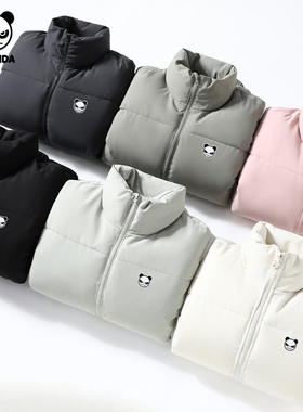 Hipanda你好熊猫潮纯色百搭防风加厚面包服立领棉服2025冬季新款