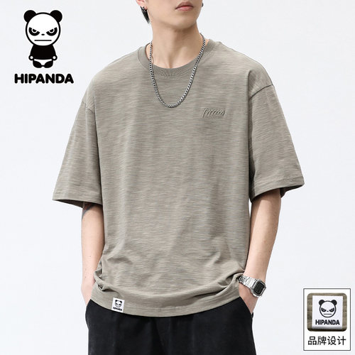 HiPanda夏季纯棉短袖T恤男士