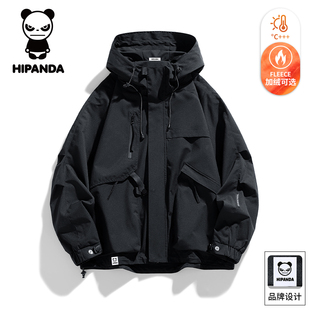 HiPanda你好熊猫秋冬季工装夹克男士新款加绒加厚翻领休闲外套GH