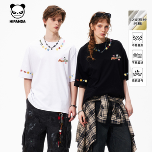 新款 T恤情侣2025夏季 高级百搭宽松纯棉短袖 Hipanda你好熊猫个性