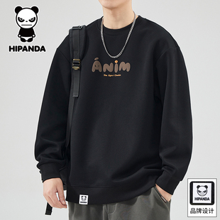 HiPanda你好熊猫秋冬季重磅圆领卫衣男士2025新款印花上衣外套GH