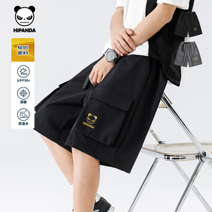 凉感休闲裤 Hipanda你好熊猫冰丝防晒潮牌男工装 新款 2025夏季 短裤