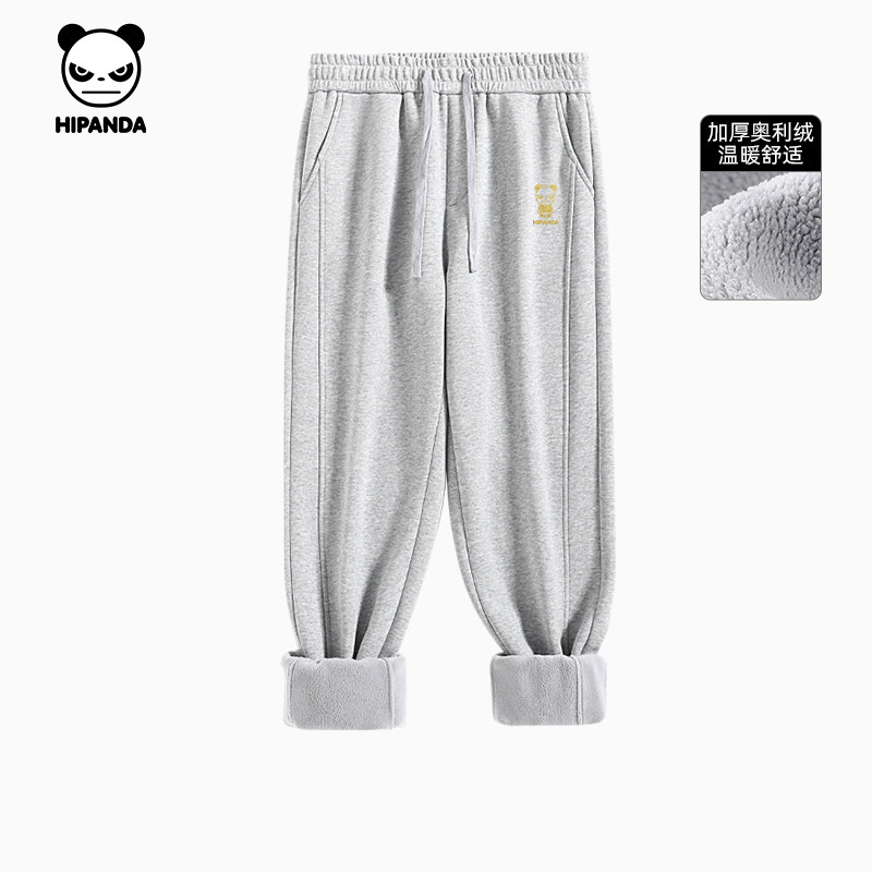 Hipanda你好熊猫高级感加绒加加厚束脚卫裤情侣款2025冬新款长裤,男装,卫裤,淘宝优惠券,粉丝福利购,淘宝优惠卷