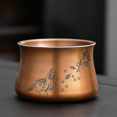 纯铜桌面茶渣缸带过滤高颜值茶承