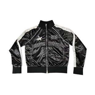 立领尼龙拉链外套 黑色拼接刺绣短款 Phantomhunter芬特亨克 25FW