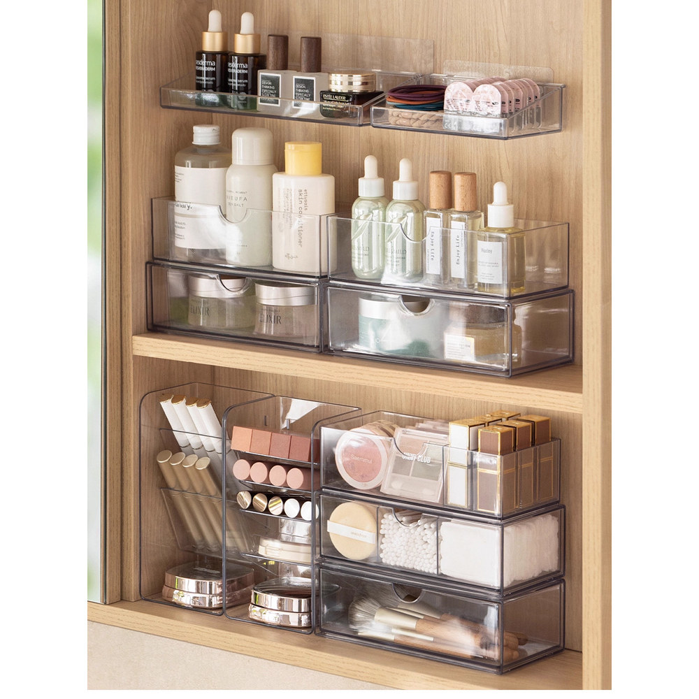 壁挂置物架镜柜收纳盒日式简约卫生间浴室洗漱台化妆品口红整理盒