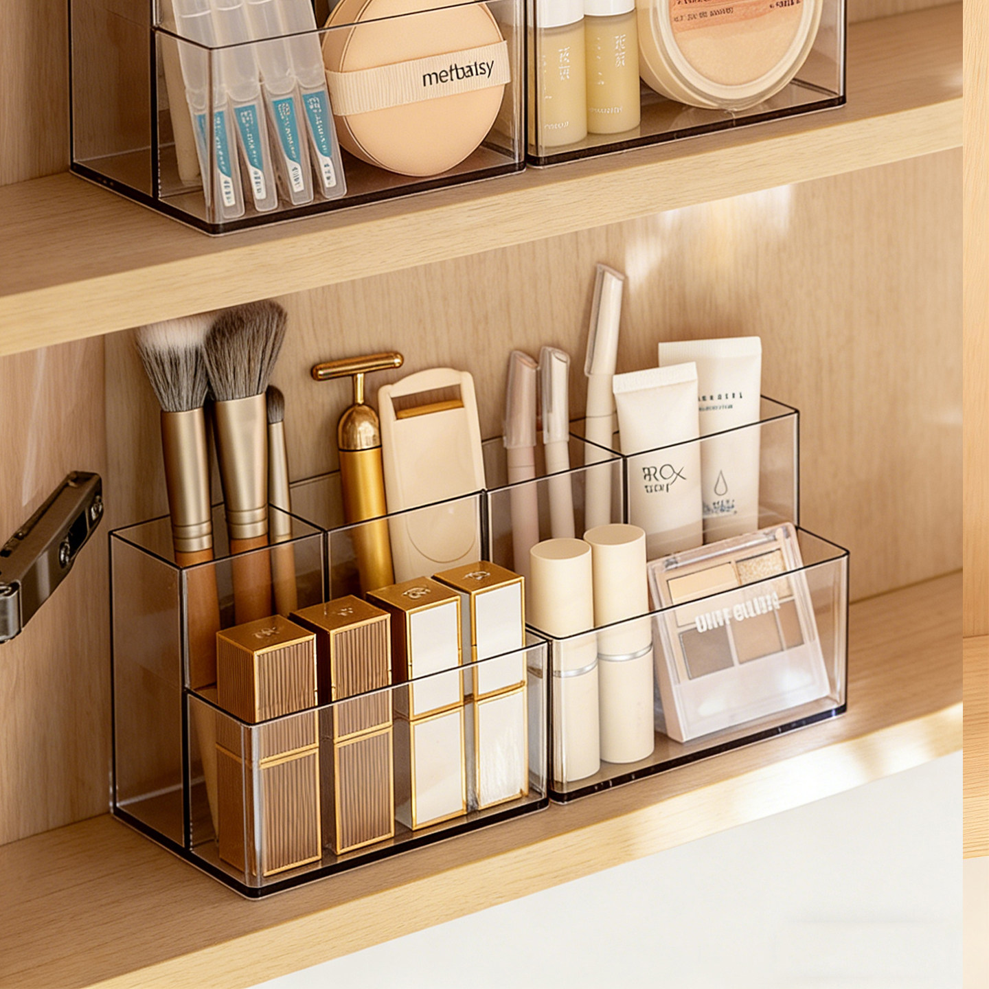 镜柜收纳盒粉扑口红梳妆台透明置物架化妆品桌面分格整理盒护肤品,收纳整理,桌面收纳盒,淘宝优惠券,粉丝福利购,淘宝优惠卷