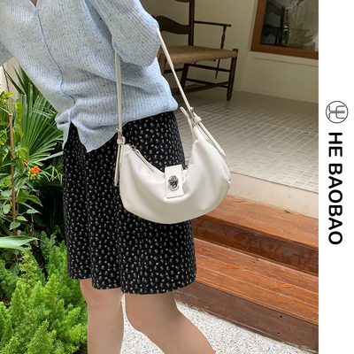 HEBAOBAO新品月牙包头层牛皮2026新款春夏弯月包单肩斜挎包女包