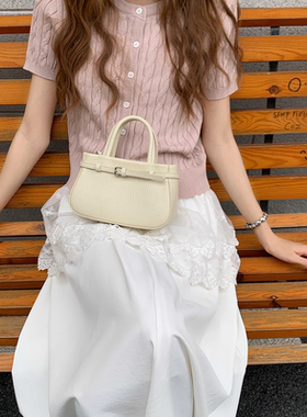 HEBAOBAO新品2026春夏新款凯莉菜篮子小拎包头层牛皮单肩手女包