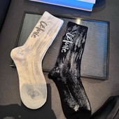 超好看 小香风wawa 欧货烫印硅胶字母涂鸦脏脏袜纯棉洋气轻奢