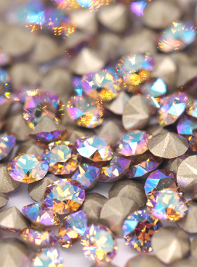 施华洛水晶华子钻1088浅黄水晶闪烁246SHIM圆形尖底钻diy美甲服饰