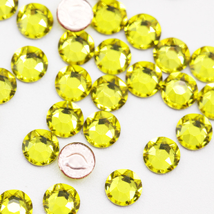 施华洛水晶华子2038 2078HF柠檬黄色249平底圆形烫钻美甲服饰DIY