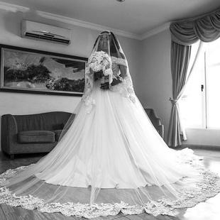优雅蕾丝婚纱礼服修身 Bridal 显瘦酒店婚 Gown Dress Wedding 短袖