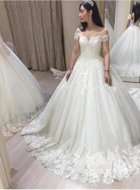 新款2020 公主卡肩蓬蓬新娘婚纱 African Princess Wedding Dress