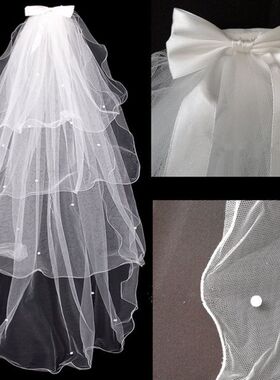 Wedding Dress Veils White Bowknot Bridal 头纱蝴蝶结新娘结婚
