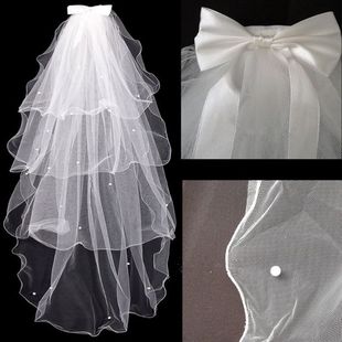 Wedding Dress Veils White Bowknot Bridal 头纱蝴蝶结新娘结婚