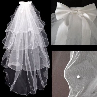 Wedding Dress Veils White Bowknot Bridal 头纱蝴蝶结新娘结婚