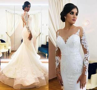 新娘拖尾气质长袖 Bridal 森系 Gown Dress Wedding 主婚纱2020新款