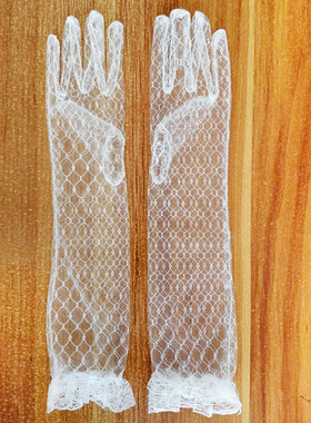 新娘结婚手套网纱长款简约白色红色手套婚纱礼服GLOVES ST031