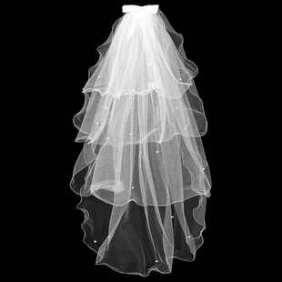 头纱头饰超仙森系道具白色短款新娘 Wedding Veil Bridal Veils